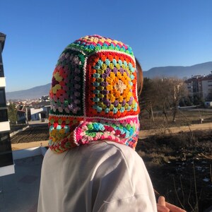 Balaclava Knit, Granny Square Handmade Balaclava, Crochet Patchwork Winter Hat, Handmade Snow Mask, Crochet Ski Face Mask, Boho Balaclava image 7