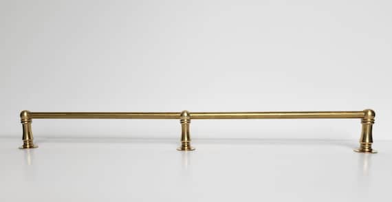 2 Pcs Gold Shelf Rail 12 18 24 30inch, Modern Tipping Rails for Shelves Brass, Metal Shelf Guard Rail Decorative for Bathroom/Kitchen Cabinets, Easy Installation(Style B,24in/61cm