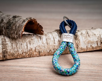 Keychain, rope, lanyard, house key, car key, blue