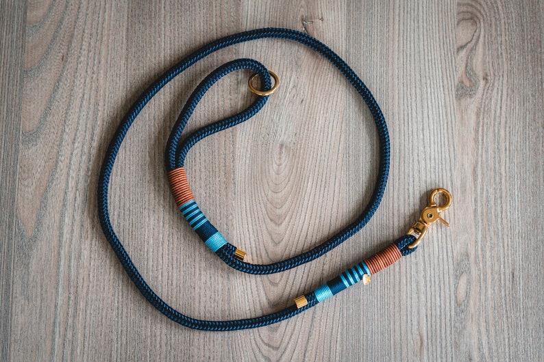 Tauleine, dog leash, lead leash, puppy leash, dog collar, dark blue, light blue, adjustable image 6