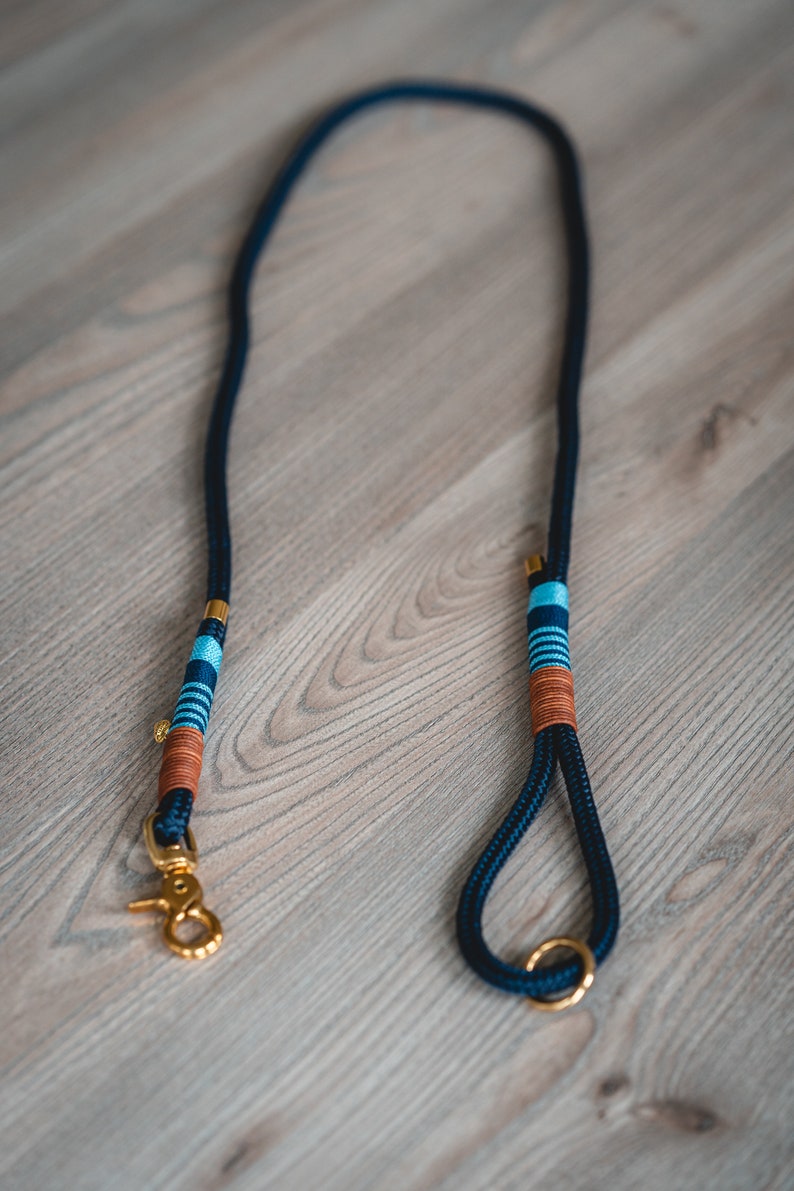 Tauleine, dog leash, lead leash, puppy leash, dog collar, dark blue, light blue, adjustable image 7