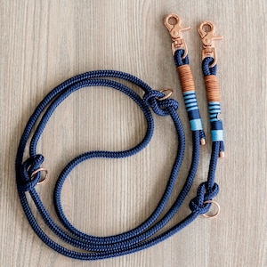 Tauleine, dog leash, lead leash, puppy leash, dog collar, dark blue, light blue, adjustable image 2
