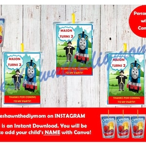 Thomas the Train Capri Sun Pouch Labels-Party Favors/ Thomas the Train/ Digital/ Printable/ Juice Pouch Labels