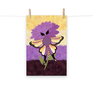 Cottagecore aesthetic non binary pride moth art print