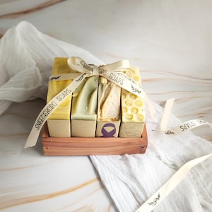 Natural Soap Gift Set: Handcrafted Soaps in Cedar Tray