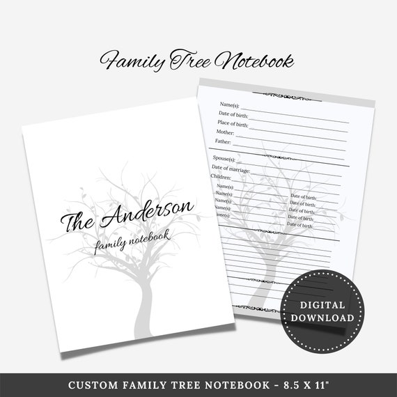 Family Tree Book... Custom Family Tree Notebook. Family Etsy