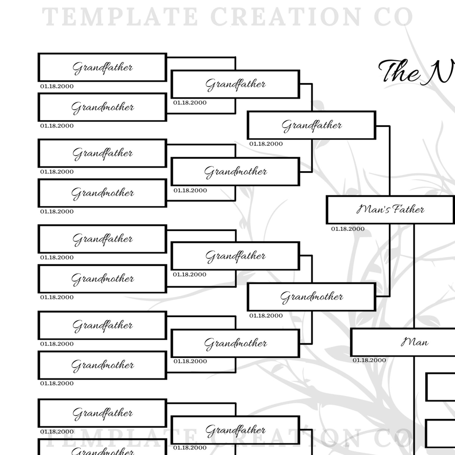 6 Generations Family Tree Chart... Custom Family Tree Print