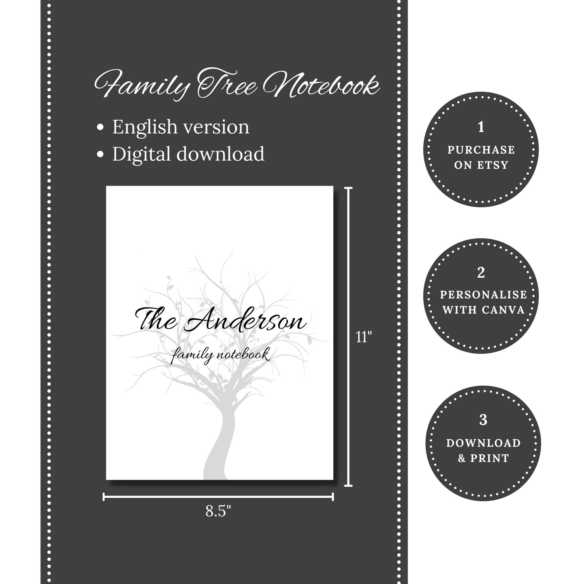 Family Tree Book... Custom Family Tree Notebook. Family Etsy