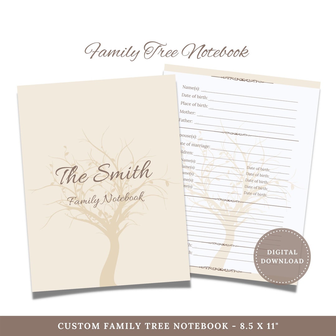 Family Tree Notebook.pdf Family Tree Book... Custom Family Tree Notebook. Family - Etsy Canada
