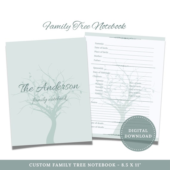 Family Tree Book Custom Family Tree Notebook. Family Journal