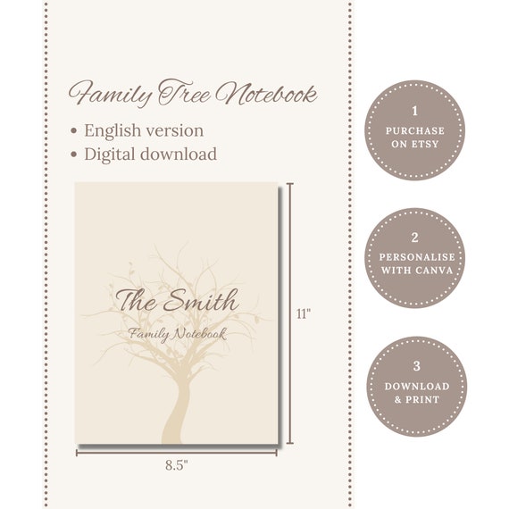 Family Tree Book Custom Family Tree Notebook. Family Journal. Editable  Template. Digital Download. 