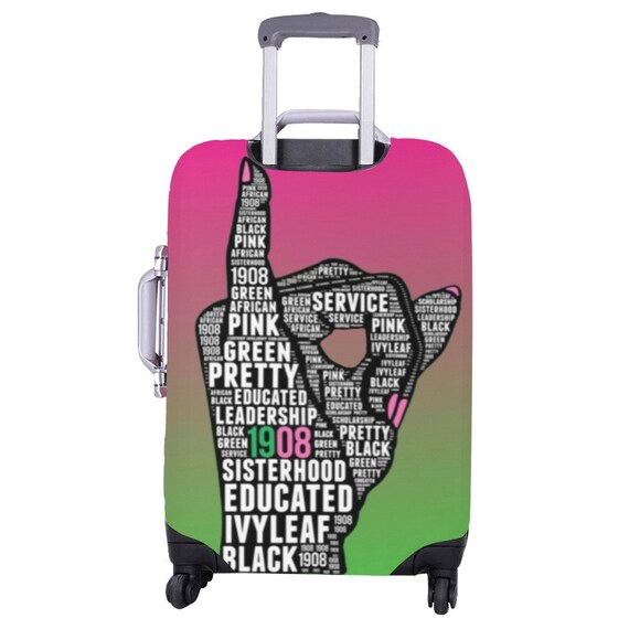 Pretty Pink and Green Luggage Cover 