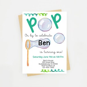 Bubble Birthday Invitation | Blue Bubbles Invite | Blowing Bubbles | Invitation Template | Instant Download