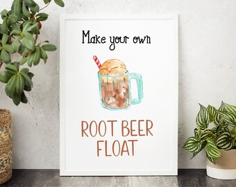 Letrero de cerveza de raíz con helado / Barra de cerveza de raíz con helado / Letrero de helado con helado / Plantilla de letrero personalizada / Descarga instantánea