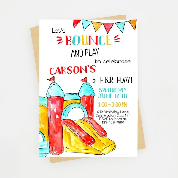 Bounce House Invitation | Kids Birthday Party Invitation | Colorful Birthday Invite  | Invitation Template | Instant Download