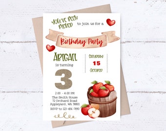 Apple Invitation Template - Etsy