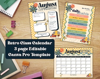 Retro Classroom Newsletter Template: Editable Canva Parent Communication (Digital Download)