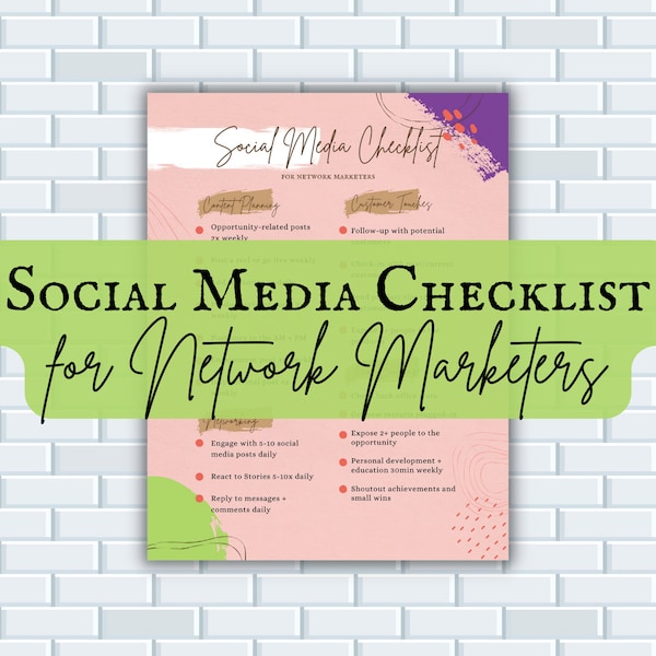 Social Media Business Checklist, Direct Sales Checklist, Network Marketing Checklist, Daily Income Producing Activities, MLM Checklist