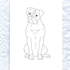 Boxer Line Art Card, Printable, Blank Interior, Simple