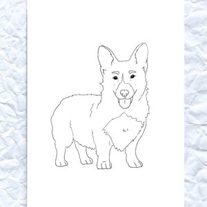 Corgi Line Art Card, Wall Art, Printable, Blank Interior, Simple