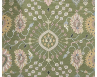 Hand Knotted Oushak Wool Rug 8x10, Sage Green Persian Style Carpet
