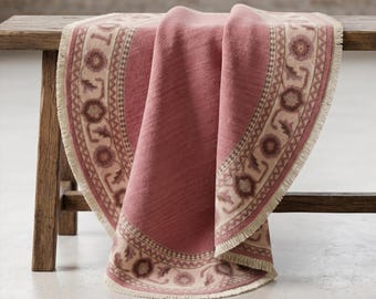 Hand Knotted Round Rug, Rose Pink Oushak Wool Area Rug, Muted Floral Circular Carpet, Handwoven Nursery Rug, 4x4 5x5 6x6 Round Pink Rug