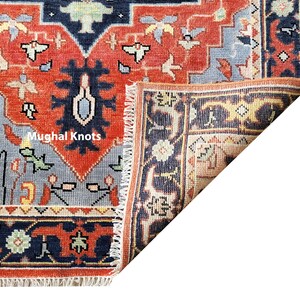 3x5 4x6 5x8 Hand Knotted Wool Rug Rust Blue Oriental Rug - Etsy