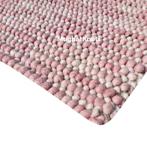Pink Wool Handmade Rug | Bespoke Area Rug, Soft & Cozy Pink Carpet, Perfect for Living Room or Bedroom Decor