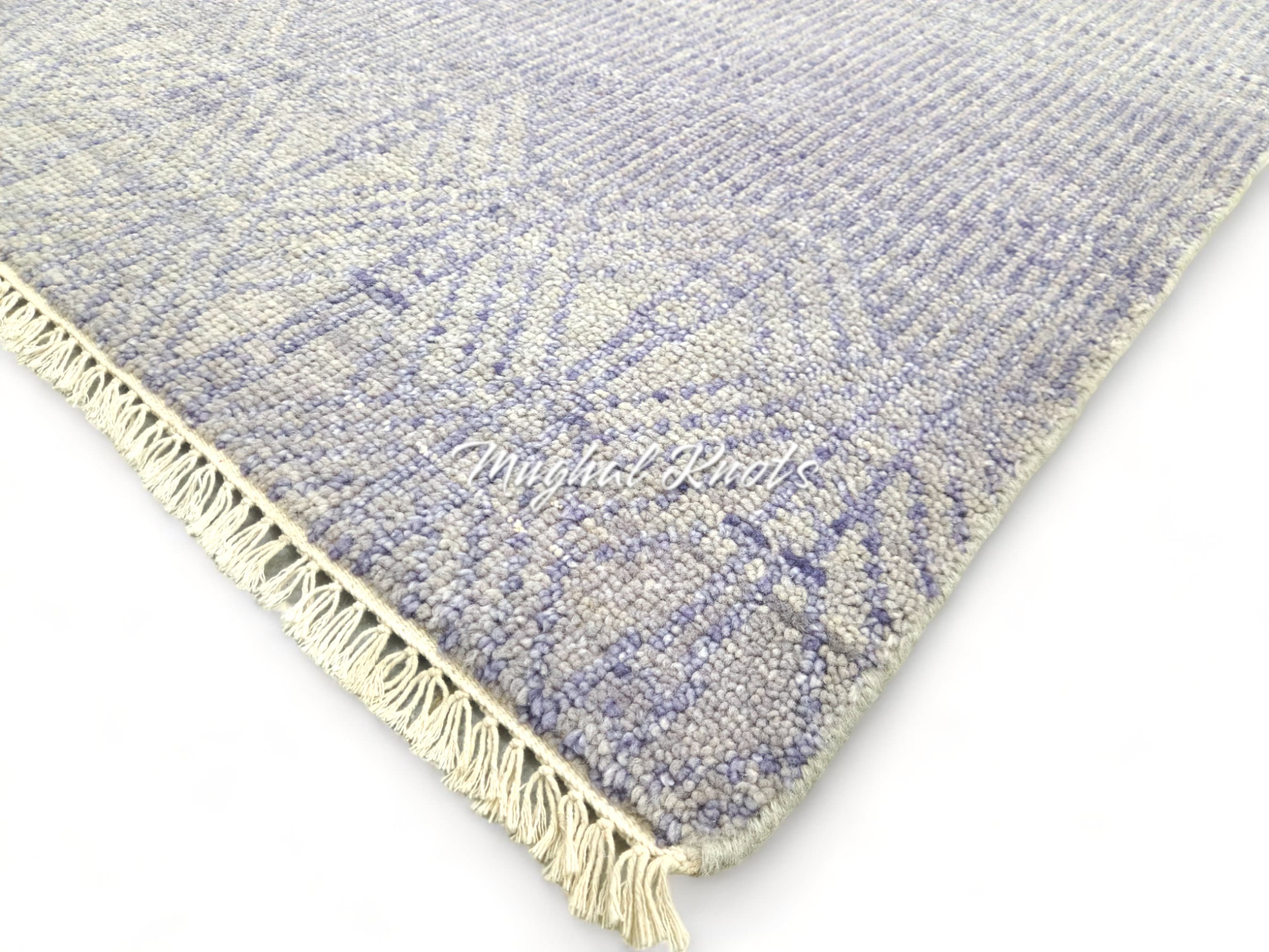 Purple Grey Handmade Modern Wool Rug 9x12 Hand-Knotted Area Rug For Livingroom Bedroom Rug For Room Size Carpet
