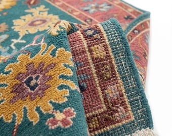 Handmade Oushak Area Rug, Vintage Floral Pattern, Boho Home Decor, Living Room Rug, 8X10 Wool Carpet, Traditional Oriental Style