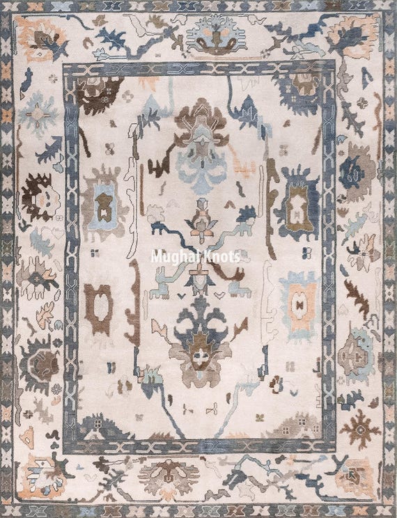 ホワイトハンドノットウシャックラグ 8x10 大型エリアラグ 柔らかく