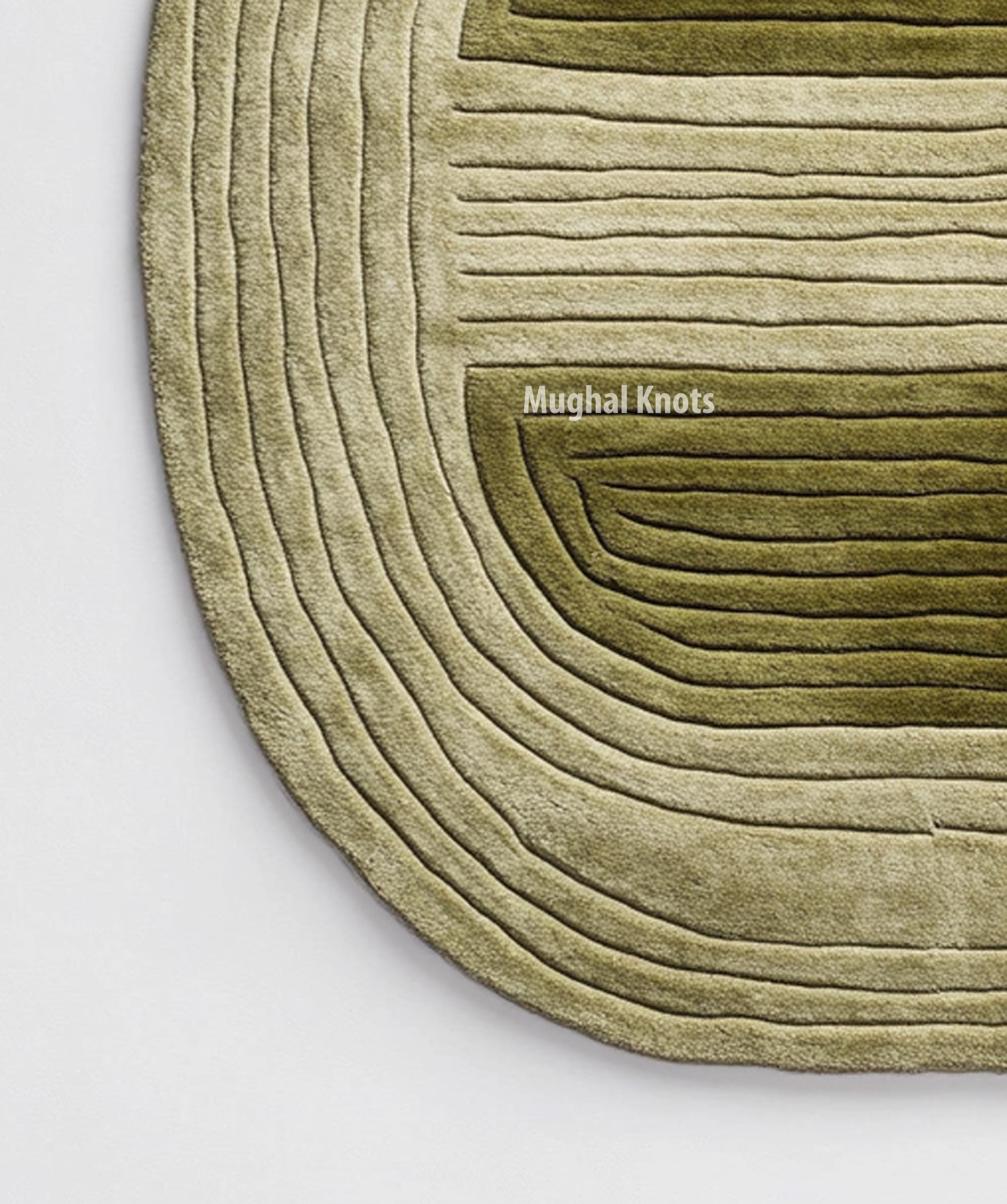 Olive Green Rugs Pattern Abstract Irregular Hand Tufted Wool Rug, Olive Green Linear Pattern ...