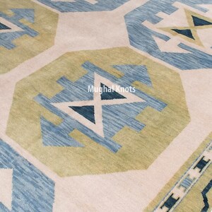Modern Oushak Handmade Wool Area Rug, Soft Color Palette, Durable & Cozy Accent Carpet for Living Room or Bedroom