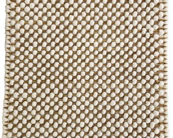 Hand Woven Chunky Wool Pebble Rug, Ivory & Gray, Custom Size