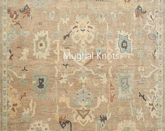 Handmade Camel Oushak Rug, Stunning 8X10 Wool Rug for Elegant Living Room Gift | Bespoke Rug