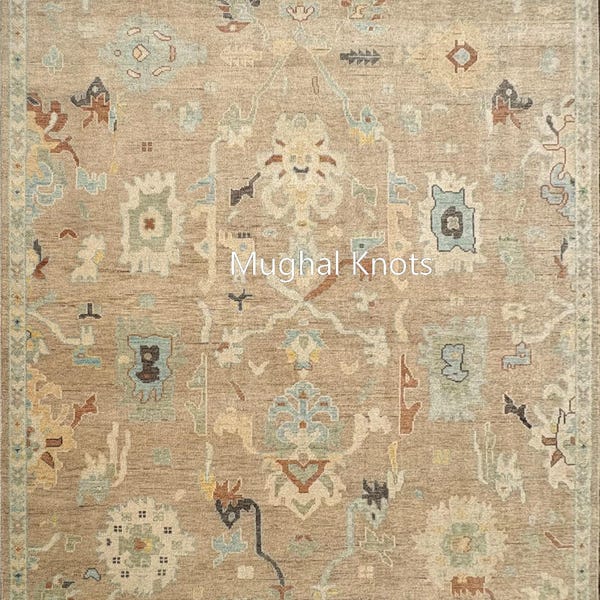 Handmade Camel Oushak Rug, Stunning 8X10 Wool Rug for Elegant Living Room Gift | Bespoke Rug