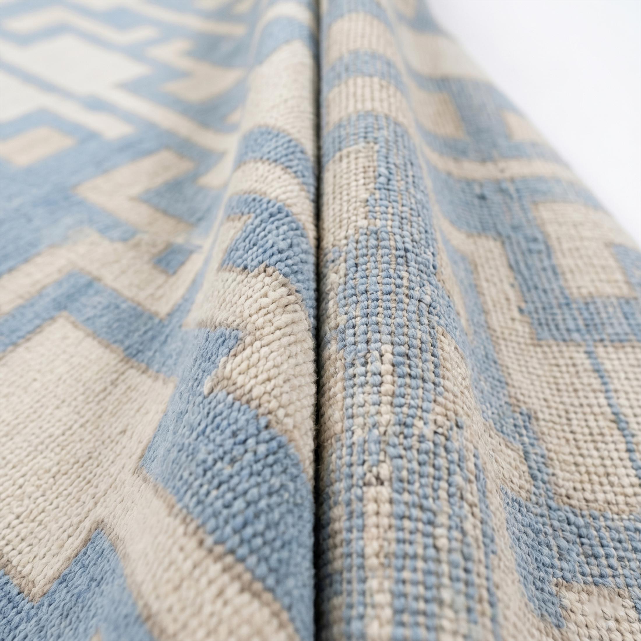 Cream Rug Key Design Modern Geometric Hand Knotted Rug, Blue and Cream Greek Key Wool Area ...