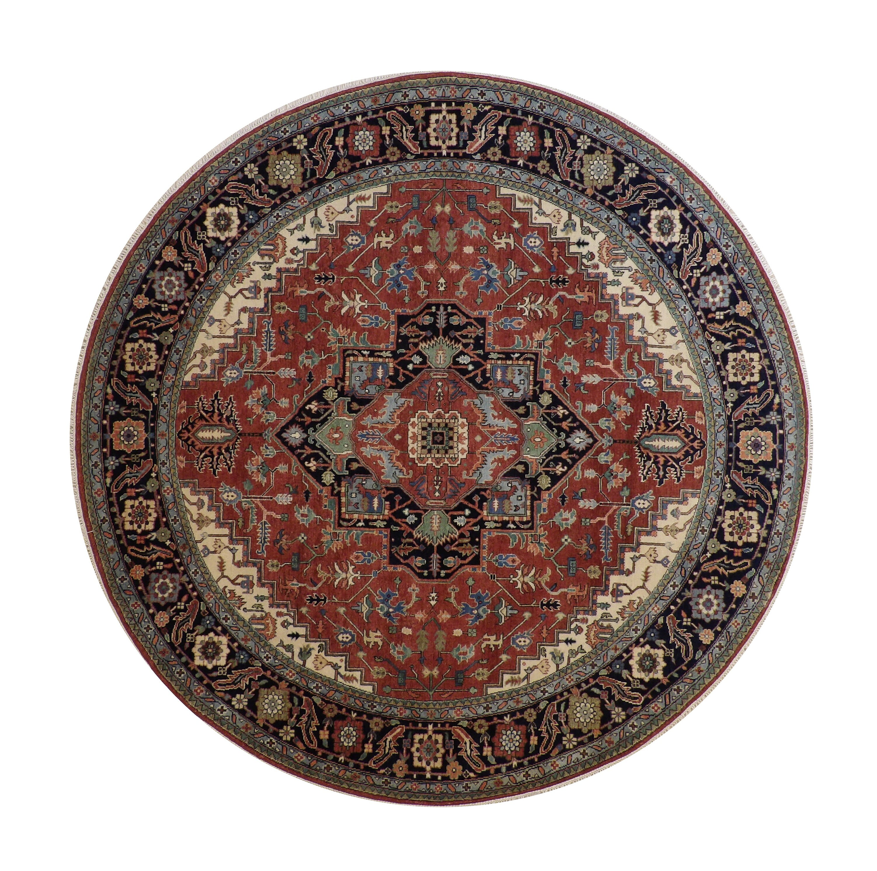 Wool 8x8 Round Oriental Rug Red for Room Size Carpet - Etsy