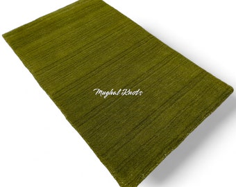 Alfombra de seda verde hecha a mano, 5x8 pies – Alfombra de lujo para dormitorio