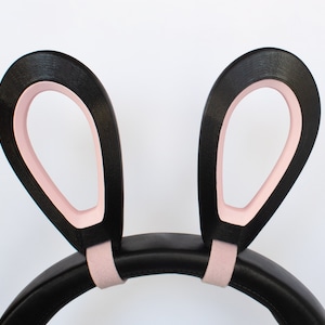 Kawaii Bunny Ears Accessory for Headset Headphones , Gaming Attachment Cat Gamer Girl Headpiece Twitch Cute Rabbit Anime Cosplay BLACK PINK