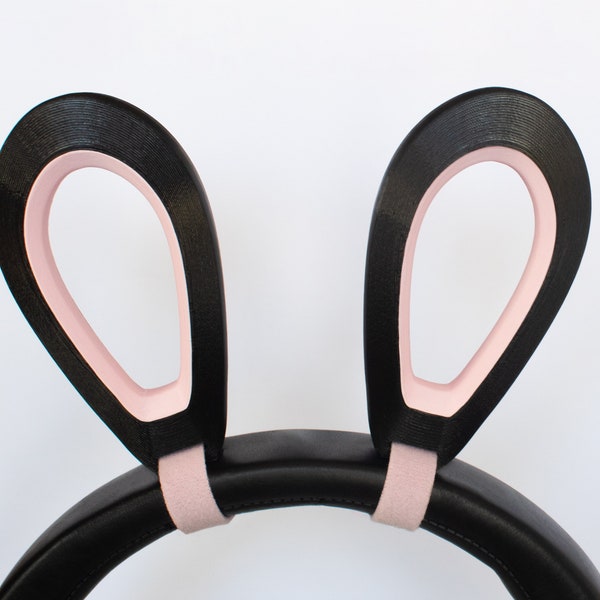 Bunny Ears for Headset Headphones (Black and Pink)