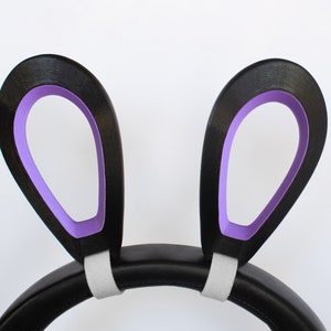 Kawaii Bunny Ears Accessory for Headset Headphones Gaming Attachment Cat Gamer Girl Headpiece Twitch Cute Rabbit Anime Cosplay BLACK PURPLE