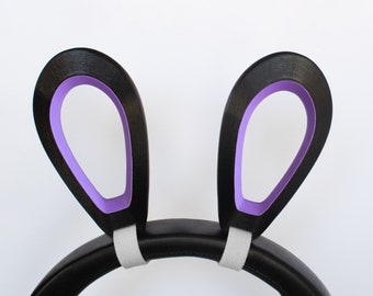 Bunny Ears for Headset Headphones (Black and Purple)