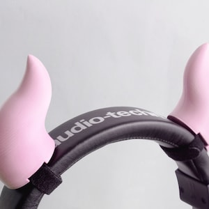 Kawaii Anime Demon Devil Horns Accessory for Headset Headphones , Gaming Attachment Gamer Girl Headpiece Streamer Gift Cute Imp Cosplay PINK
