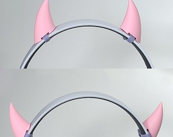 Kawaii Devil Horns Akcesorium do zestawu słuchawkowego Demon Gaming Attachment Gamer Girl Headpiece Twitch Streamer Gift Cute Imp Cosplay RÓŻOWY