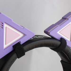 Cat Futuristic Mecha Robot Ears for Headset Headphones (Purple and Pink)