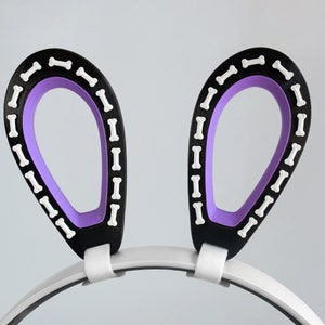 Skeleton Bunny Ears Accessory for Headset Headphones Gaming Attachment Kawaii Cat Girl Cute Rabbit Halloween Anime Cosplay BONE BLACK PURPLE