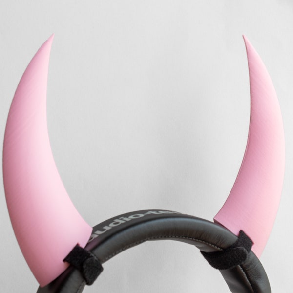 Demone a corna lunghe per cuffie con microfono (rosa)