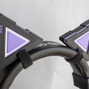 Orejas de gato mecha para auriculares, accesorio para juegos Cyber Robot Kitty Gundam Cyberpunk, accesorio para cosplay de anime, color negro y morado.