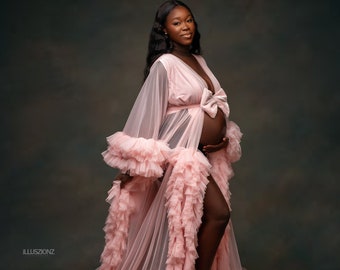 Maternity robe  Tulle Maternity dress  Pregancy photography robe with tulle Maternity dress for photoshoot Maternity photoshoot